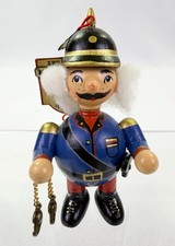 Vtg Kathe Wohlfahrt German Wooden Soldier Ornament Policeman Rothenburg w/ Tags picture