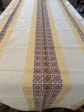 NWT VTG Mid Century Belgian Linen Tablecloth 108” x 60” New Oldstock Foil label picture