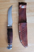 Vintage Ka-Bar 1233 USA Skinner Fixed Blade Knife with Original Leather Sheath picture