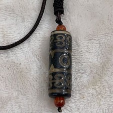 Tibetan Three Eye Dzi Bead Agate Chalcedony Weathered Pattern Bead Bracelet picture