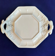 Red Cliff Ironstone Grape Pattern Gravy Underplate Platter Octagonal White 7
