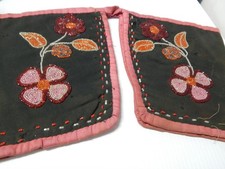ANTIQUE c1920s WOODLANDS CREE INDIAN BEADED LADIES / GIRL'S LEGGINS picture