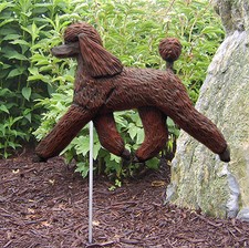 Poodle Outdoor Garden Dog Sign Hand Painted Figure Brown picture