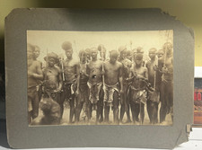 c.1880–1905 African Ethnographic Albumen Photograph Warriors Spears Shields picture