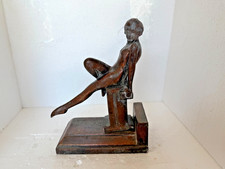 Antique Art Deco Nuart Era Bronze Finish  Nude Lady Statue Sculpture picture
