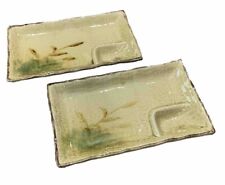 Vtg Japanese Glazed Stoneware Sushi Platters 8