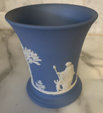 Staffordshire England Vintage 1950's Wedgewood Jasper Blue Flare Vase Classical picture