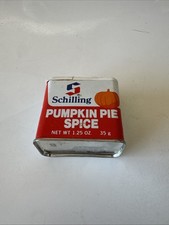 Vintage Schilling Pumpkin Pie Spice Tin 1-1/4 OZ Halloween Pumpkin 1977 picture