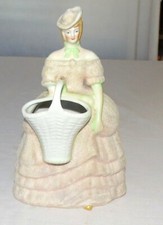 Kikusui Japan 7 inch porcelain soft-covered pink lady figurine Planter Vase picture