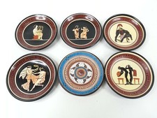 6pc Vintage Roman Greek Mythology Wall Hanging Hand Painted Greece Plates Plaque picture