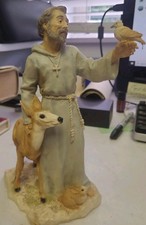 VTG St Francis of Assisi Resin Figurine Figure Deer Bird Bunny Castagna Italy picture