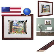 Trademark Fine Art Window to Paradise III White Matted Wood Frame 16x20 picture