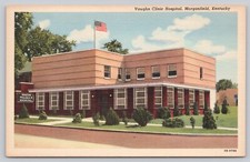 Postcard Morganfield Kentucky Vaughn Clinical Hospital with American Flag Atop picture