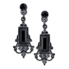 1928 Jewelry Company 1928 Jewelry Black Rectangle Crystal Drop Earrings Mixed picture