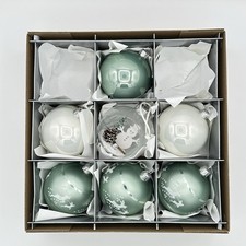 VITBIS Hand Made in Poland 7 Large Glass Christmas Ornaments White And Teal picture