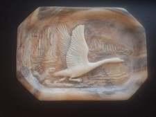Incolay Stone Tray Valet Carved Flying Duck Wildlife Rustic 5.5