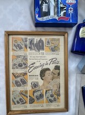 1940s Picture Ad Framed Bourjois Evening in Paris Perfume Cologne Cobalt 9x12” picture
