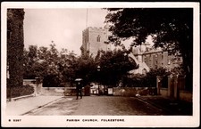 Postcard-Parish Church, 7th‑century origins, Folkestone, Kent, England RPPC picture