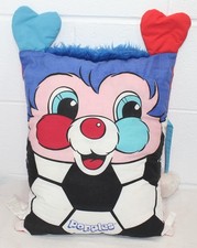 RARE Vintage 1980s Popples Rectangle Pillow Heart Ears Fur Hair Pom Pom Soccer picture