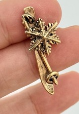 Vtg Mark Eliot Schwabe Snowflake Ski Pin Gold Tone Winter Sports Pin Brooch picture