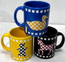 Waechtersbach Germany Animal Checkered Ceramic Coffee Mug Cup Lot of 3 picture