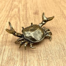 Brass Crab Figurine Vintage Cancer Zodiac Statue Nautical Desk Decor Collectible picture