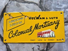 VINTAGE HOLMAN AND LUTZ COLONIAL MORTUARY PORCELAIN SIGN 10