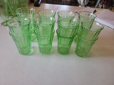 16 - Vintage Green Hazel-Atlas Moderntone STYLE Paneled Tumbler uranium picture