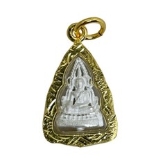Phra Chinnaraj Lp Phuttha Chinnarat Thai Amulet Pendant Gold Plated Frame #2 picture