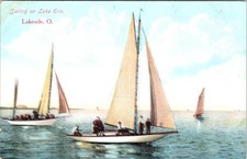 Lakeside, OH Ohio SAILING ON LAKE ERIE Sailboats DANBURY ca1910's Postcard picture