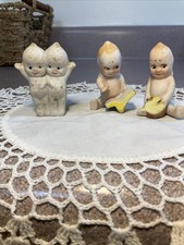 Vintage Bisque 2” Kewpie Japan Dolls Figurine Seated With Book & Drum. picture