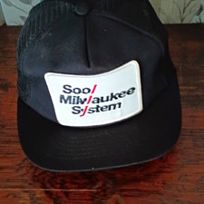 Soo/Milwaukee System Railroad Trucker Hat Black Mesh Snapback Cap picture