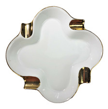 Shafford Ashtray White Porcelain Gold Trim Vtg 70s Japan 5.75” x 5.75” picture