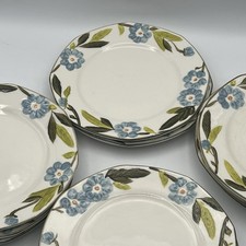 (10) Vintage GEORGIAN GROUP Georgette Blue Flowers Porcelain Luncheon Plate RARE picture