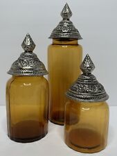 Amber Glass Canister Apothecary  Set picture