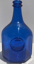 Vintage Blenko CW40 Colonial Williamsburg Jno Greenhow 1770 Blue Glass Bottle 8” picture