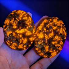 2 Pcs Yooperlite Flame Stone UV Reactive Fire Reiki Crystal Healing Home Decor picture