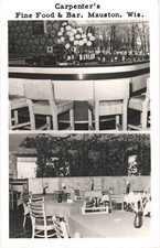 RPPC Carpenter's Fine Food Bar Mauston WI Restaurant Interior 1962 Postmark picture