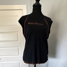 Harley-Davidson Women's Black Cap Sleeve Sleeveless Shirt Top Size XL picture