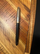 Vtg Sheaffer Tuckaway Touchdown Two-Tone White Dot Black Fountain Pen picture