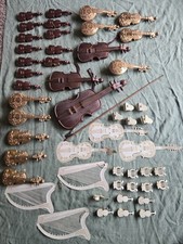 Vintage 1970s Lot 51 Musical Instrument Christmas Ornaments Light Covers Violin picture