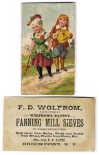 Brockport NY FARM EQUIPMENT Victorian Trade Card WOLFROM Fanning Mill Sieves picture