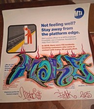 Graffiti Art RARE Subway Sign 2016 - Original Graffiti - 21 x 22 Inches - MAKE$ picture