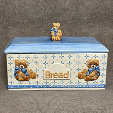 Vintage Rare Tienshan Theodore Bear Country Ceramic Bread Box Teddy picture