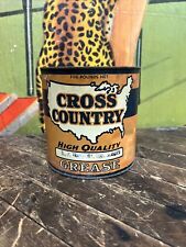 VINTAGE CROSS COUNTRY 5 LB GREASE CAN TIN SIGN UNITED STATES SEARS ROEBUCK RARE picture