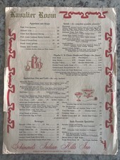 Vintage 1960s KAVALIER ROOM Menu Schimmel’s Indian Hills Inn Omaha NE Steak Chop picture