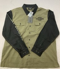 NEW HARLEY DAVIDSON 96136-23VM Woven Mens Mechanic Colorblocked Shirt Green 4XL picture