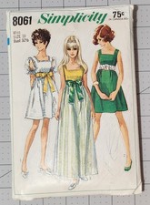Vintage 1968 Simplicity Miss Sewing Pattern 8061 Size 10 Junior Teens Misses picture