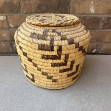 Vintage Tohono O'odham Papago? Native American Coiled Lidded Basket READ picture