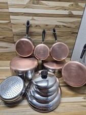 Vtg 13-Pc Revere Ware Copper Clad 1801 Cookware Set With Lids 1qt-6qt Steamer picture